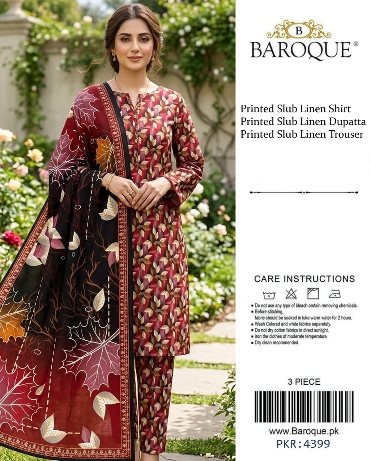 Baroque 3 Piece Unstitched Ladies Suit | ZAYNA COLLECTION