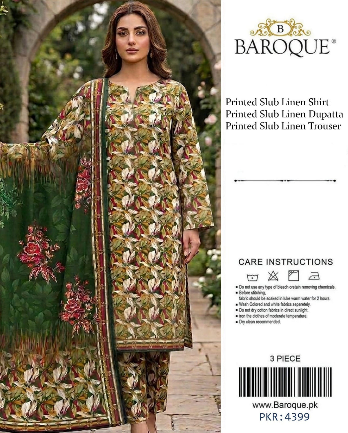 Baroque 3 Piece Unstitched Ladies Suit | ZAYNA COLLECTION